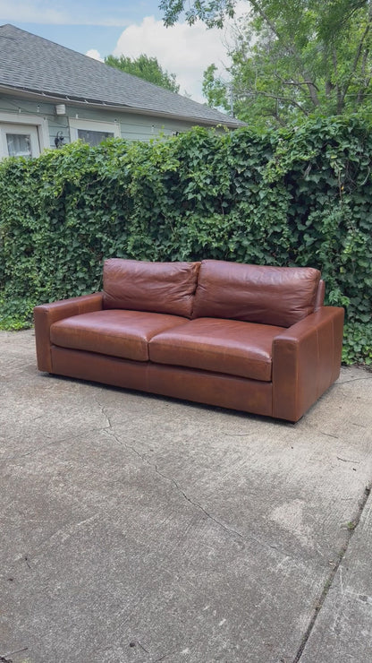RH Maxwell Brown Leather 7 Foot Restoration Hardware