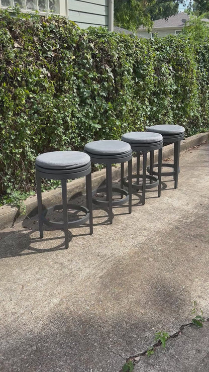 RH Balmain Aluminum Swivel Outdoor Stools Set of 4 Restoration Hardware