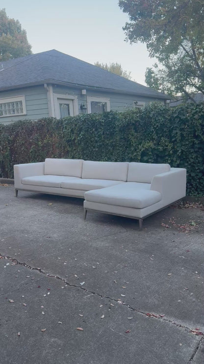 RH Italia Taper Arm Sectional Perennials Performance Gray Two Tone Linen