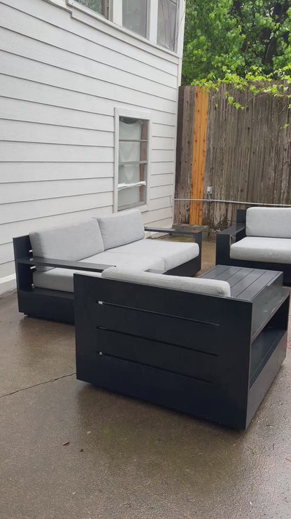 RH Marbella Outdoor Set Two Swivel Chairs with Modular Sofa Loveseat Aluminum