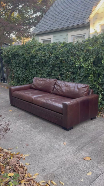 MG+BW Leather Brown Sofa 8 Foot Maxwell Lookalike Mitchell Gold + Bob Williams