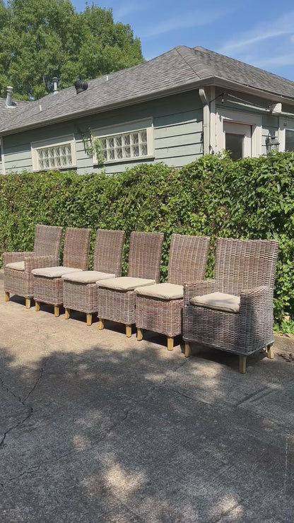 RH Provence Wicker High-Back Dining Chair Set of 6 Outdoor or Indoor Restoration Hardware
