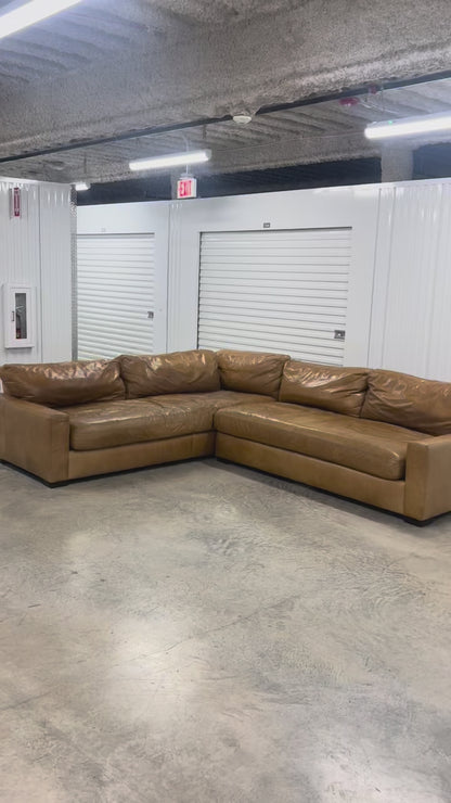 RH Maxwell Leather L Sectional Brompton Chestnut Restoration Hardware